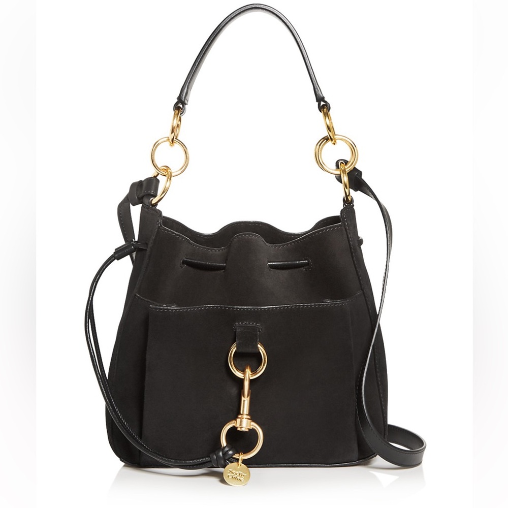 SEE BY CHLOÉ Tony Suede and Leather Shoulder Bag- Used- minor signs of aging